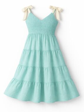 Boutique Turquoise Midi Dress with Cream Ribbon Straps | NWT, Size 2XL